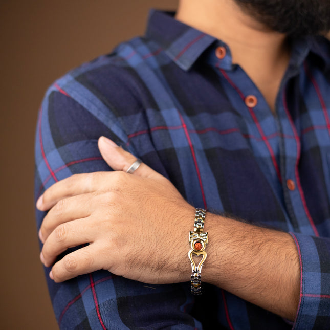 Damru Trishul Rudraksha Chain Bracelet